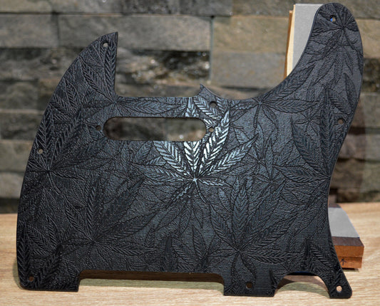 Custom Black Cannabis Textured Pickguard - Fits Fender Telecaster - USA Made