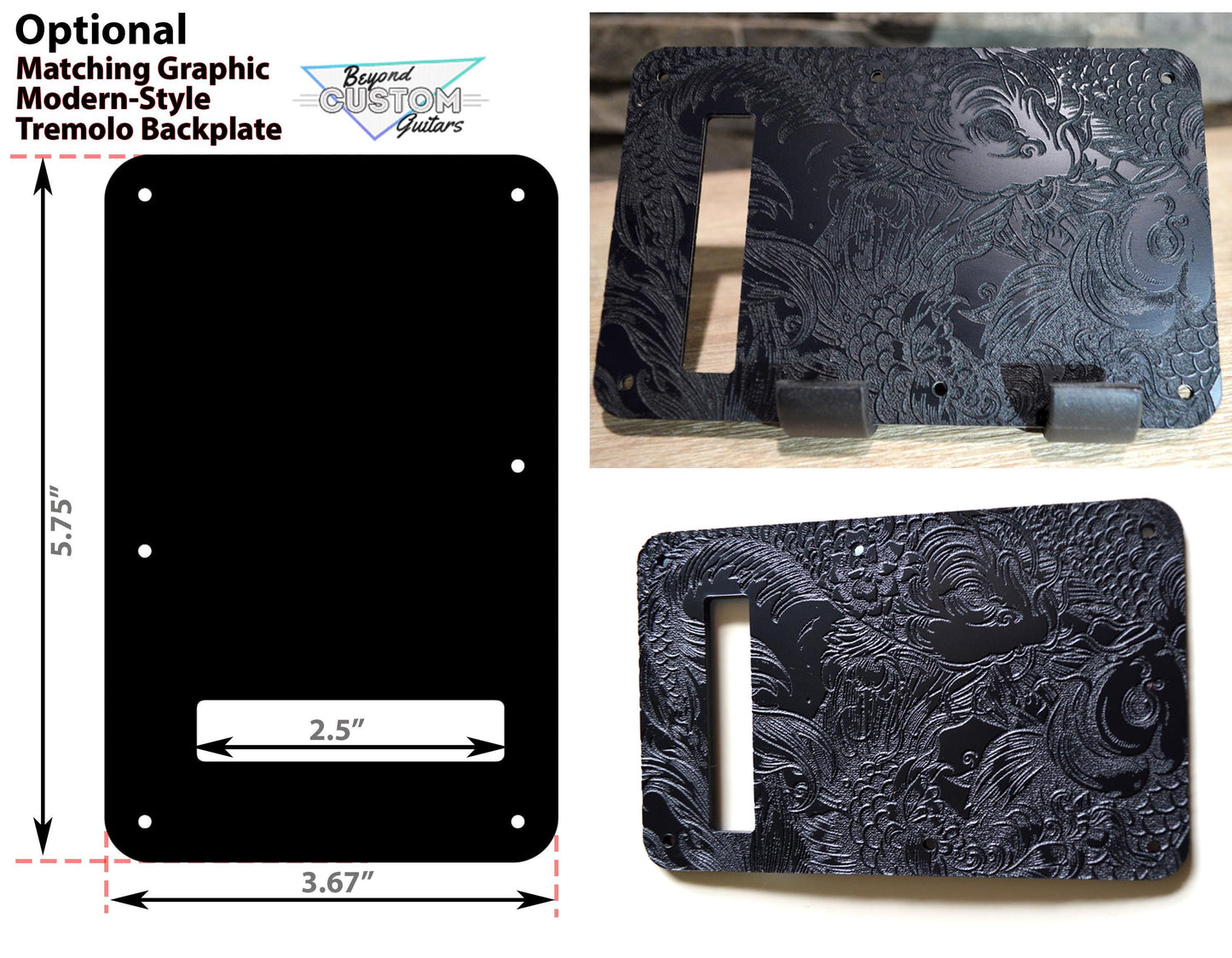 Custom Black Koi Textured Pickguard - Fits Fender Stratocaster - USA Made