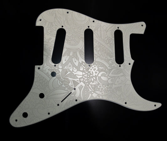 Custom White Vintage Psychedelic Textured Pickguard Fits Fender Stratocaster - USA Made