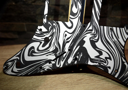 Custom Textured Black & White Swirl Pickguard IBANEZ JEM or RG550 Japan