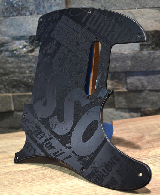 Vintage Esso Textured Pickguard Black - Fits Fender Telecaster - USA Made