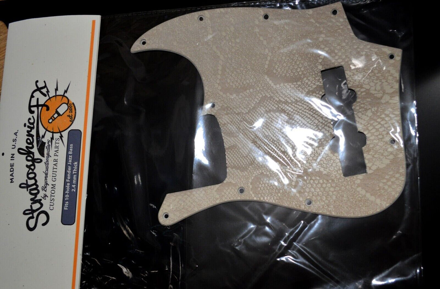 Custom Jazz Bass Pickguard J Bass Scratch Plate Ash White Snakeskin Fits Fender