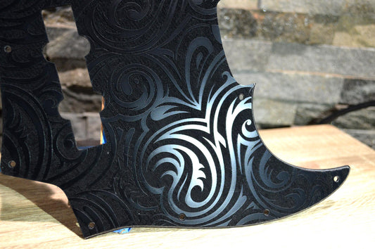 Custom Jazz Bass Pickguard J Bass Scratch Plate Black Double Textured Swirl Fits Fender USA