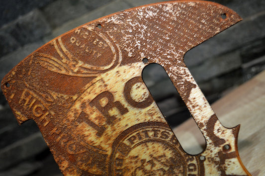 Custom Distressed Iron City Beer Pickguard - Fits Fender Telecaster - USA Made