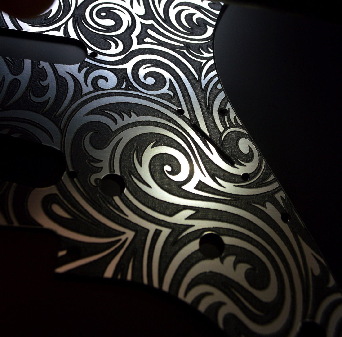 Faux Brushed Aluminum Spiral Textured Pickguard - Fits Fender Stratocaster - USA Made