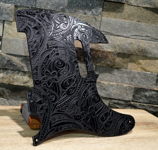 Custom Black Psychedelic 2 Paisley Textured Pickguard - Fits Fender Telecaster - USA Made
