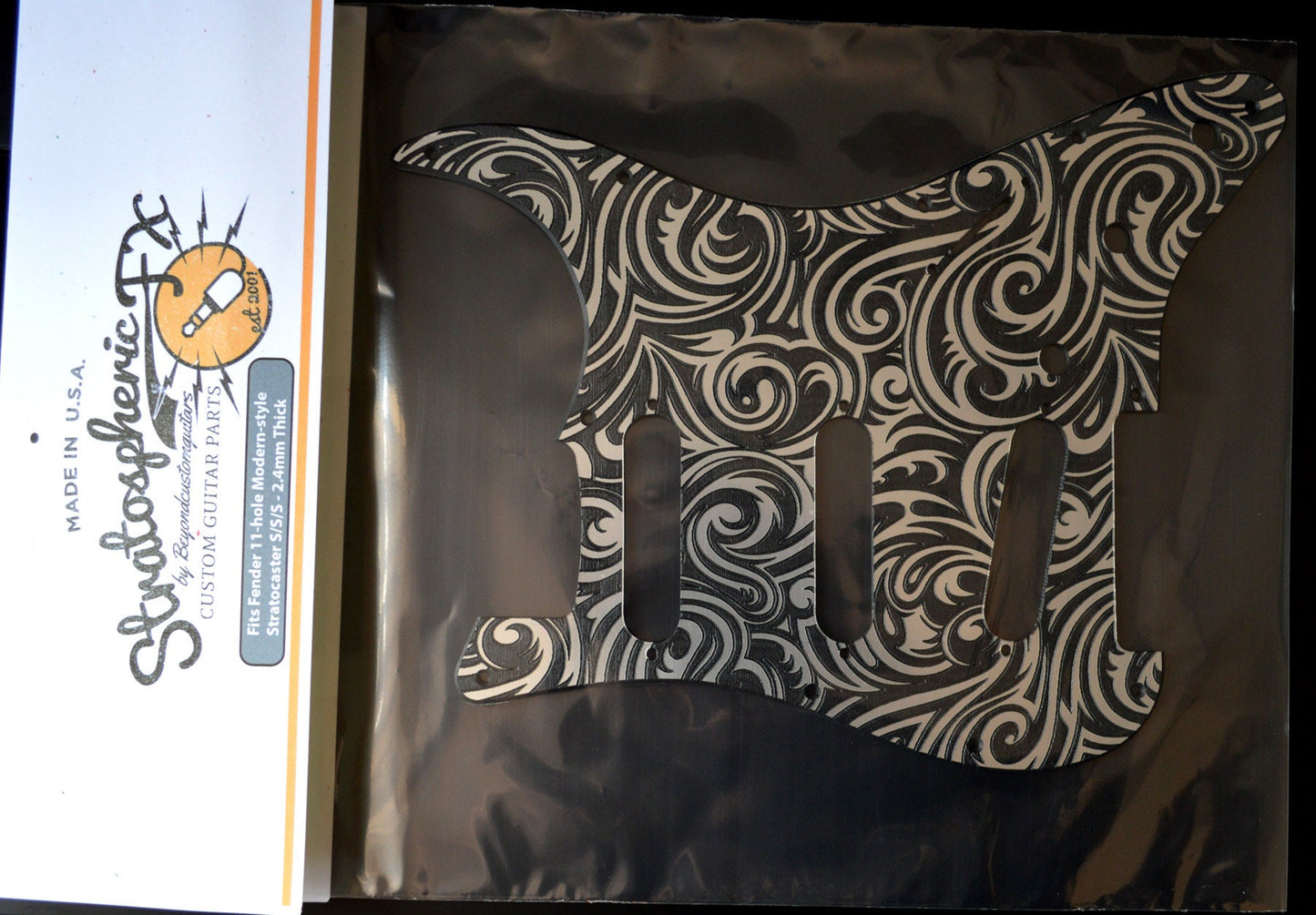 Faux Brushed Aluminum Spiral Textured Pickguard - Fits Fender Stratocaster - USA Made