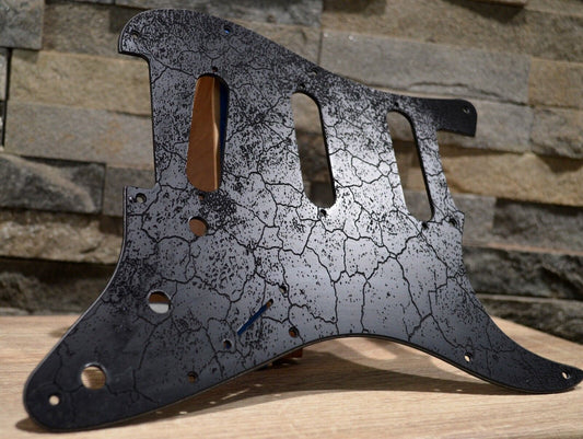 Custom Black Crackle Textured Pickguard - Fits Fender Stratocaster - USA Made