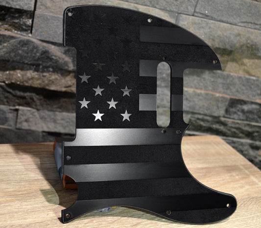 American Flag Textured Pickguard Black - Fits Fender Telecaster - USA Made