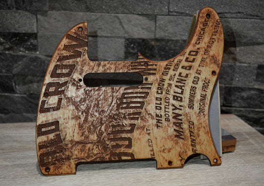 Custom Distressed Old Crow Bourbon Pickguard - Fits Fender Telecaster - USA Made