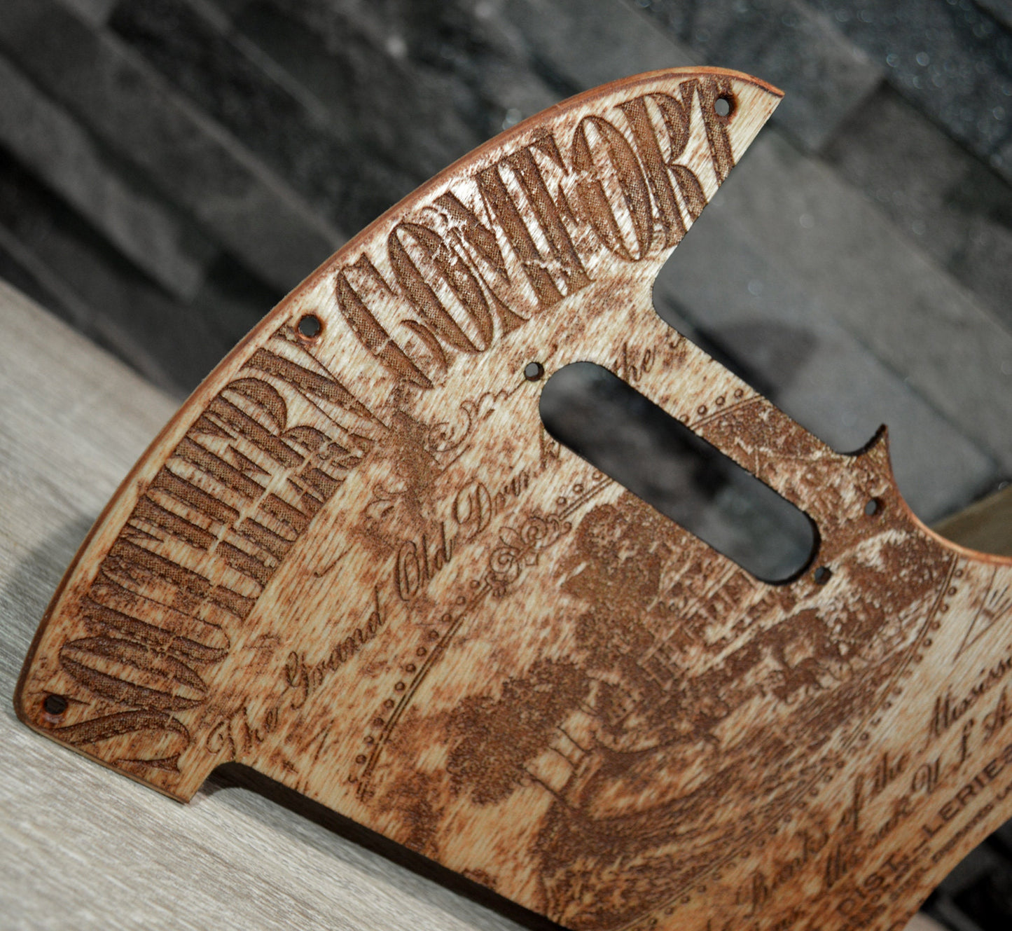 Distressed vintage southern comfort birch pickguard - Fits Fender Telecaster - USA Made