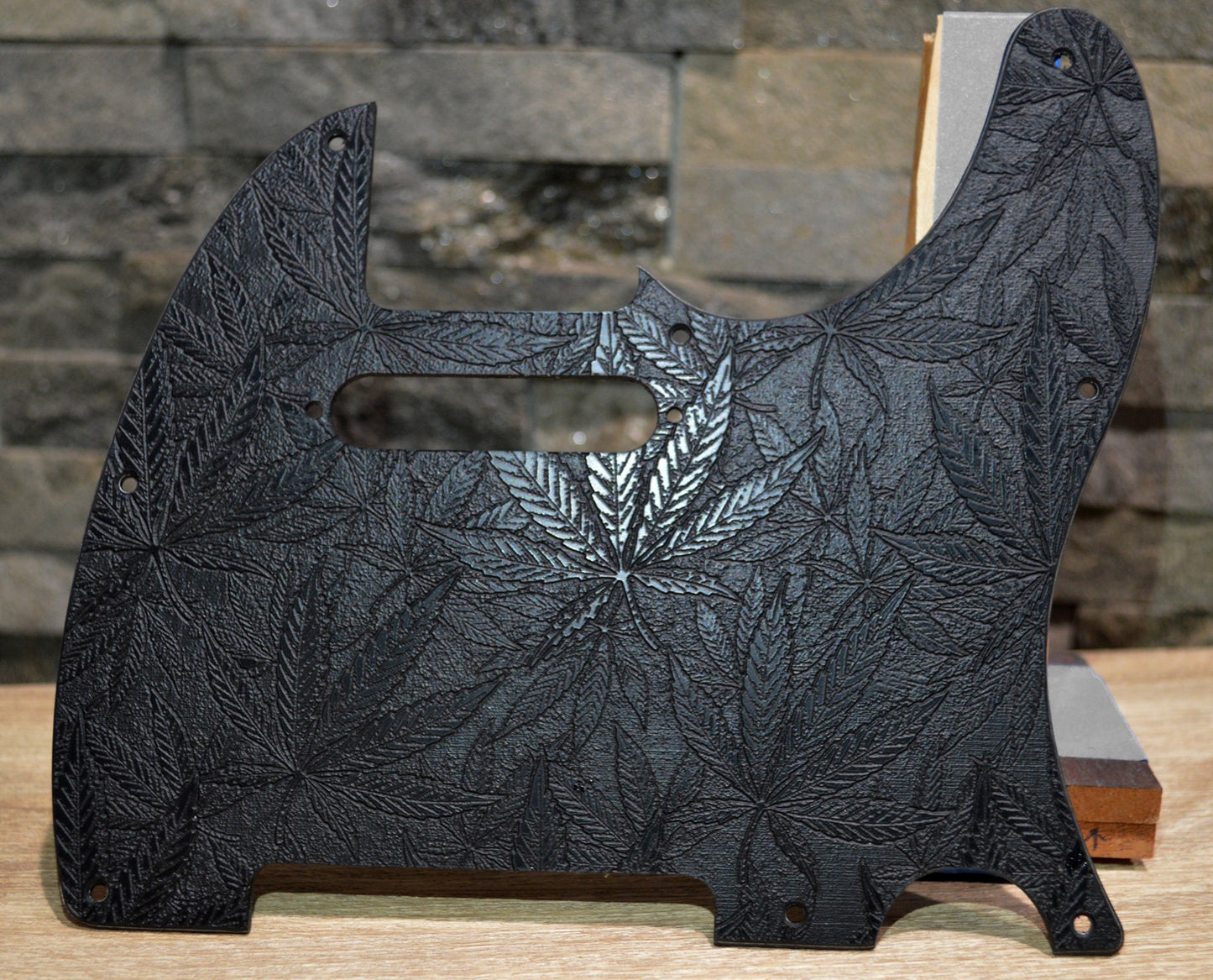 Custom Black Cannabis Textured Pickguard - Fits Fender Telecaster - USA Made