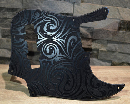 Custom Jazz Bass Pickguard J Bass Scratch Plate Black Double Textured Swirl Fits Fender USA