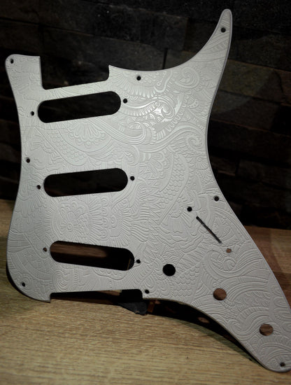 Custom Ash White Textured Snakes Pickguard - Fits PRS Silver Sky Single Coil Pickups