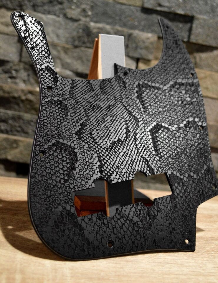 Custom Jazz Bass Pickguard J Bass Scratch Plate Black Snakeskin Fits Fender
