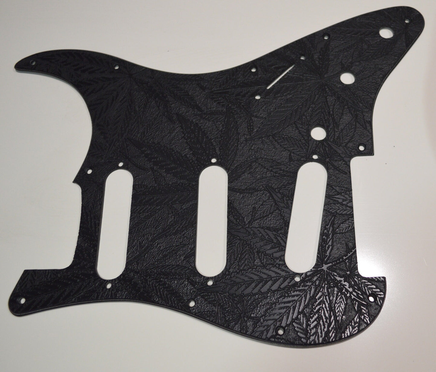 Custom Black Pot Leaf Textured Pickguard - Fender Stratocaster Parts USA Made