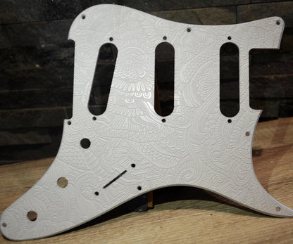 Custom Ash White Textured Snakes Pickguard - Fits PRS Silver Sky Single Coil Pickups
