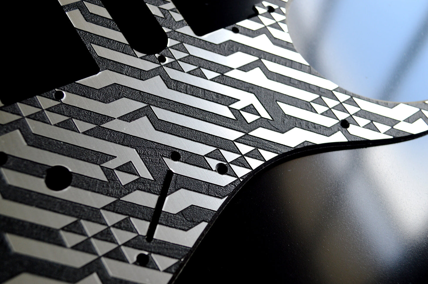 Custom Faux Brushed Metal Mosaic Pickguard IBANEZ JEM or RG550 Japan - Plastic