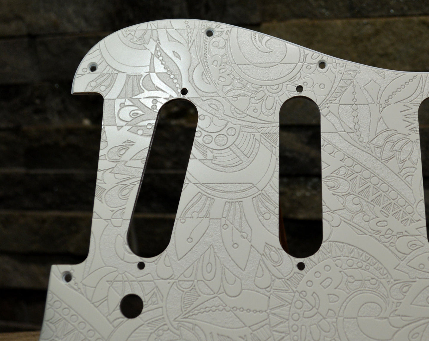 Custom White Vintage Psychedelic Textured Pickguard Fits Fender Stratocaster - USA Made