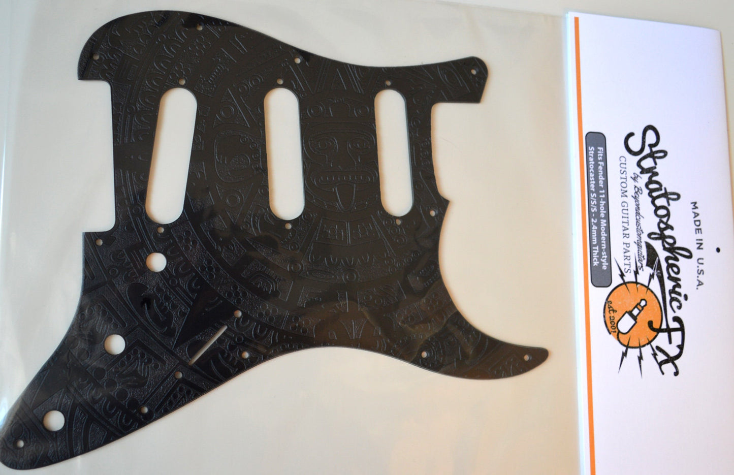 Custom Black Mayan Textured Pickguard - Fits Fender Stratocaster - USA Made