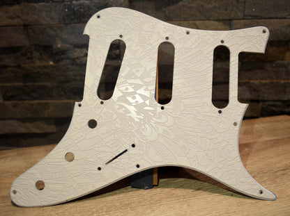 Custom Ash White Textured Psychedelic Pickguard - Fits PRS Silver Sky Single Coil Pickups