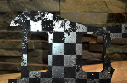 Faux Brushed Aluminum Distressed Checker Pickguard for Charvel Pro-Mod So-Cal  Floyd Rose