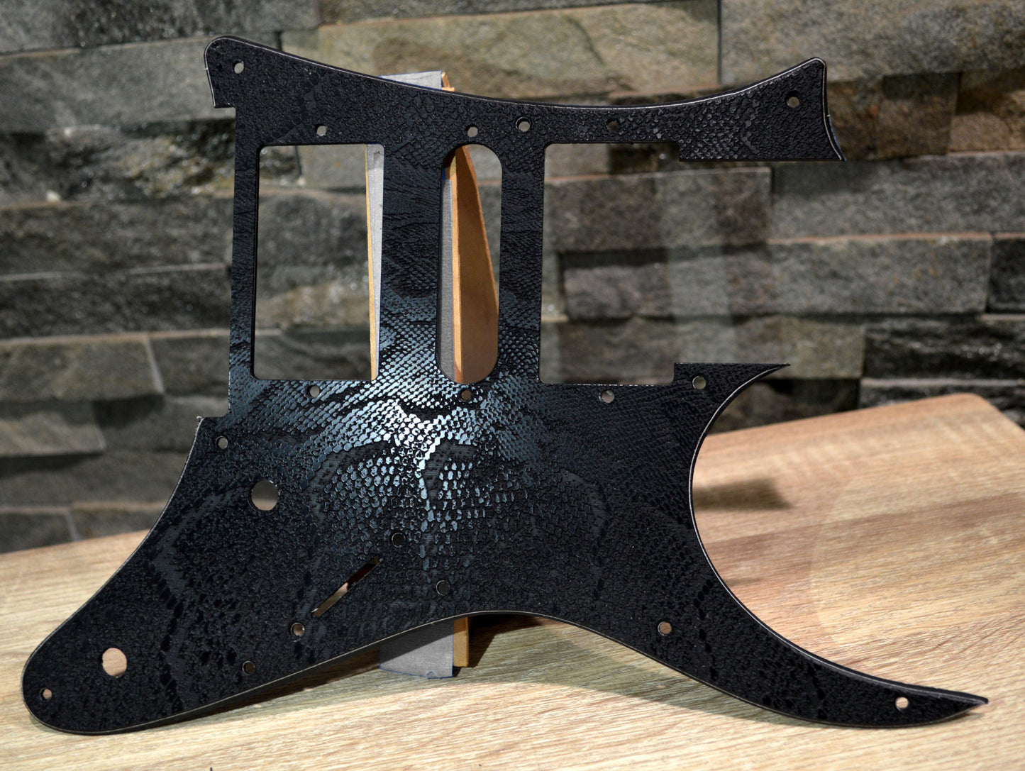 Custom Textured Black Snakeskin Pickguard IBANEZ JEM or RG550 Japan