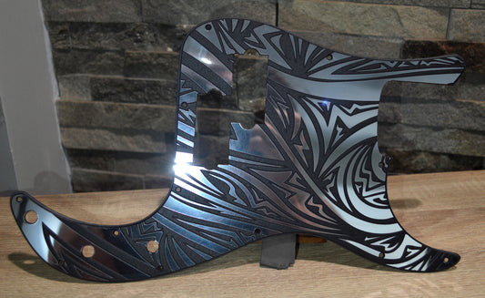 Faux Mirrored Chrome Striped Standard P Bass Pickguard Precision Bass 13 hole Fits Fender USA