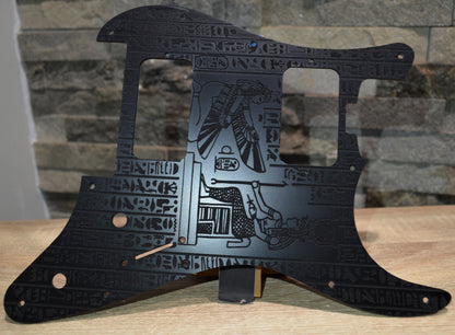 Engraved Egyptian Hieroglyph San Dimas MIM style Pickguard for Charvel Pro‑Mod (3‑Ply Acrylic)