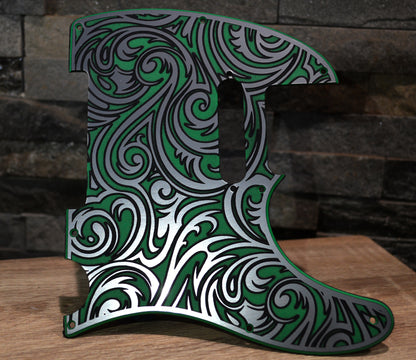 Green Faux Stainless Steel Spiral Textured Pickguard - Fits Fender Telecaster - USA Made - Acrylic Plastic (Copy)