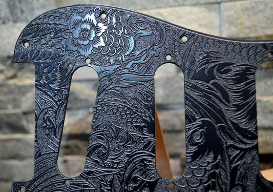 Custom Black Koi Textured Pickguard - Fits Fender Stratocaster - USA Made