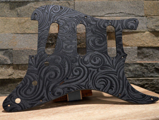 Black Spiral Textured Pickguard - Fits Fender Stratocaster - USA Made