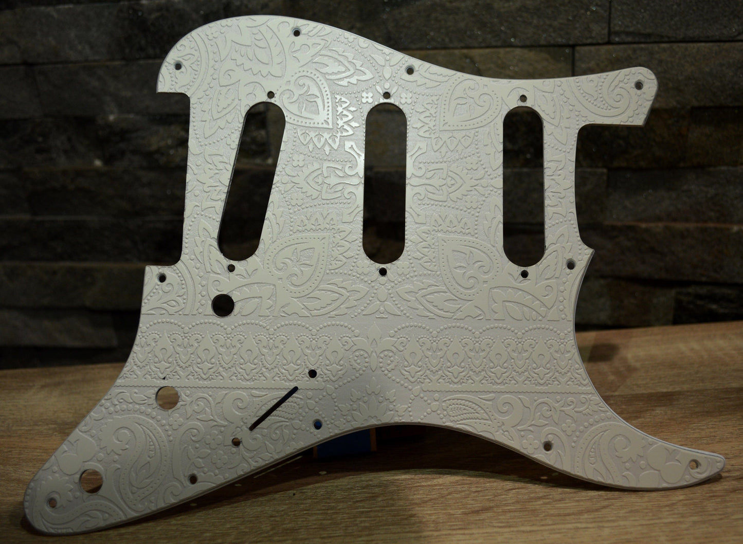 Custom White Paisley Print Pickguard - Fender Stratocaster -USA - SSS, HSS, HxH