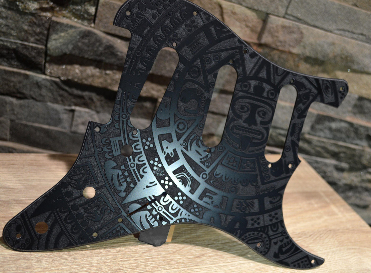 Custom Black Mayan Textured Pickguard - Fits Fender Stratocaster - USA Made