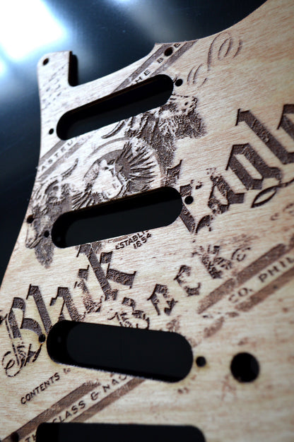 Custom Pickguard for Fender Stratocaster - Vintage Black Eagle Bock - USA Made