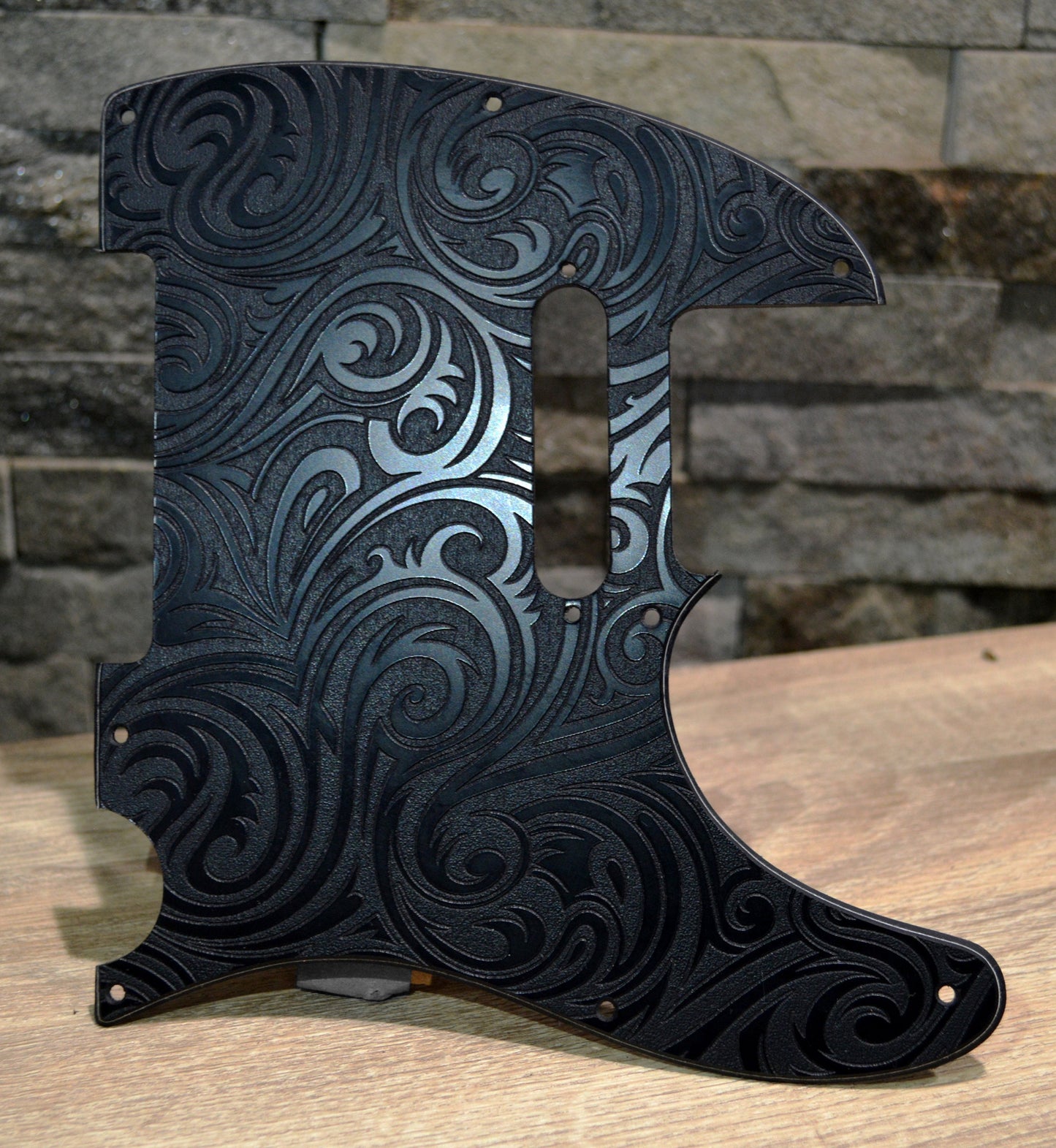 Black Spiral Textured Pickguard - Fits Fender Telecaster - USA Made