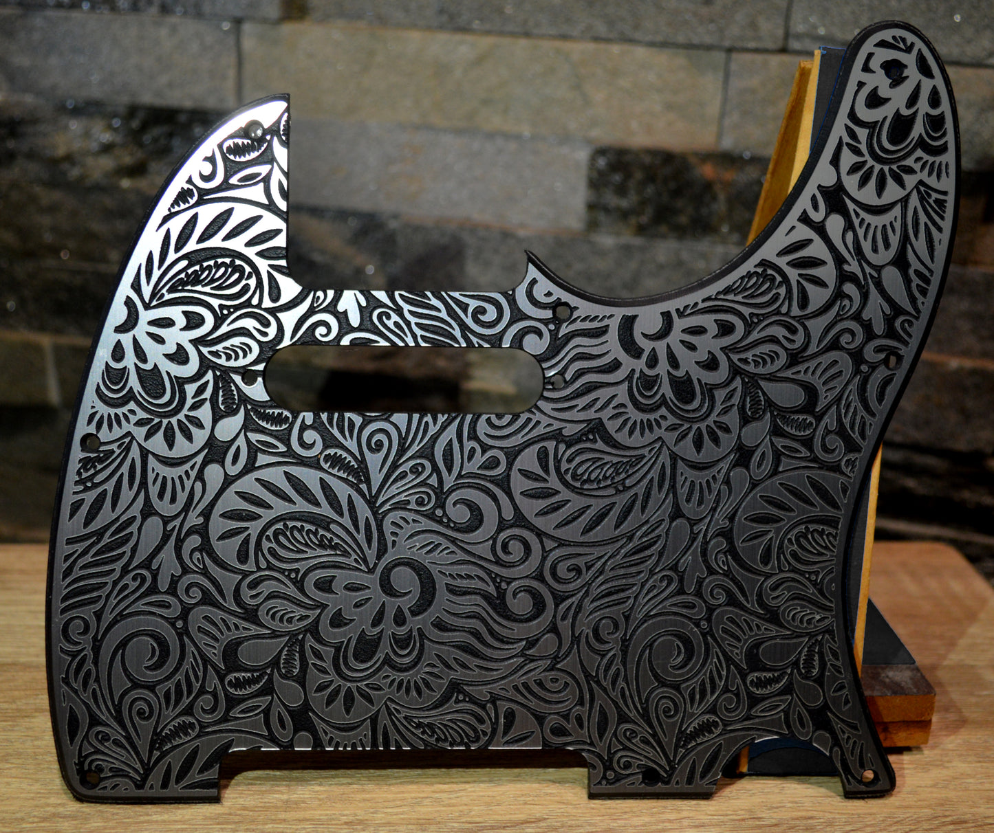 Faux Brushed Aluminum Paisley Laser Engraved Telecaster Pickguard - Industrial Stylish Guitar Art - Custom Made (Copy)