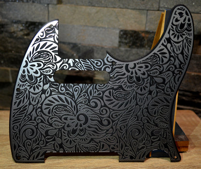 Faux Brushed Aluminum Paisley Laser Engraved Telecaster Pickguard - Industrial Stylish Guitar Art - Custom Made (Copy)
