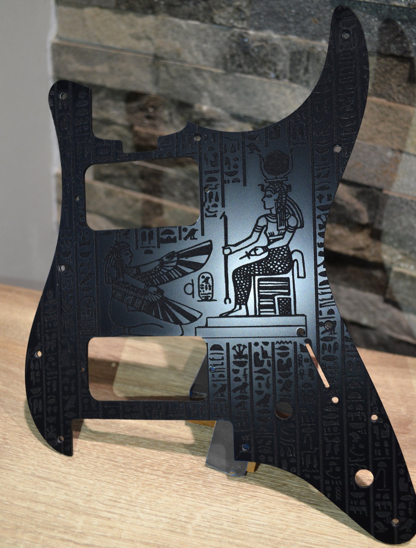 Engraved Egyptian Hieroglyph San Dimas MIM style Pickguard for Charvel Pro‑Mod (3‑Ply Acrylic)