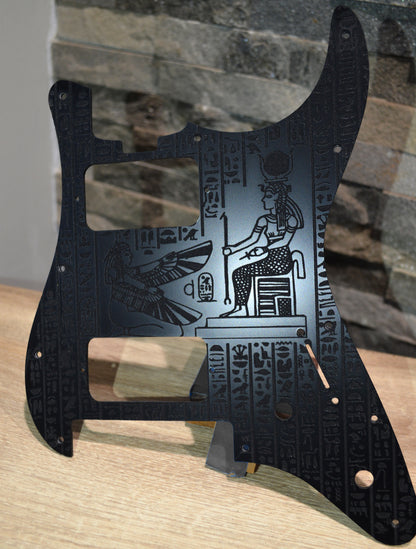 Engraved Egyptian Hieroglyph San Dimas MIM style Pickguard for Charvel Pro‑Mod (3‑Ply Acrylic)