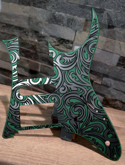 Custom Textured Green tri-color Faux Stainless Steel Pickguard IBANEZ JEM or RG550 Japan - Plastic (Copy)