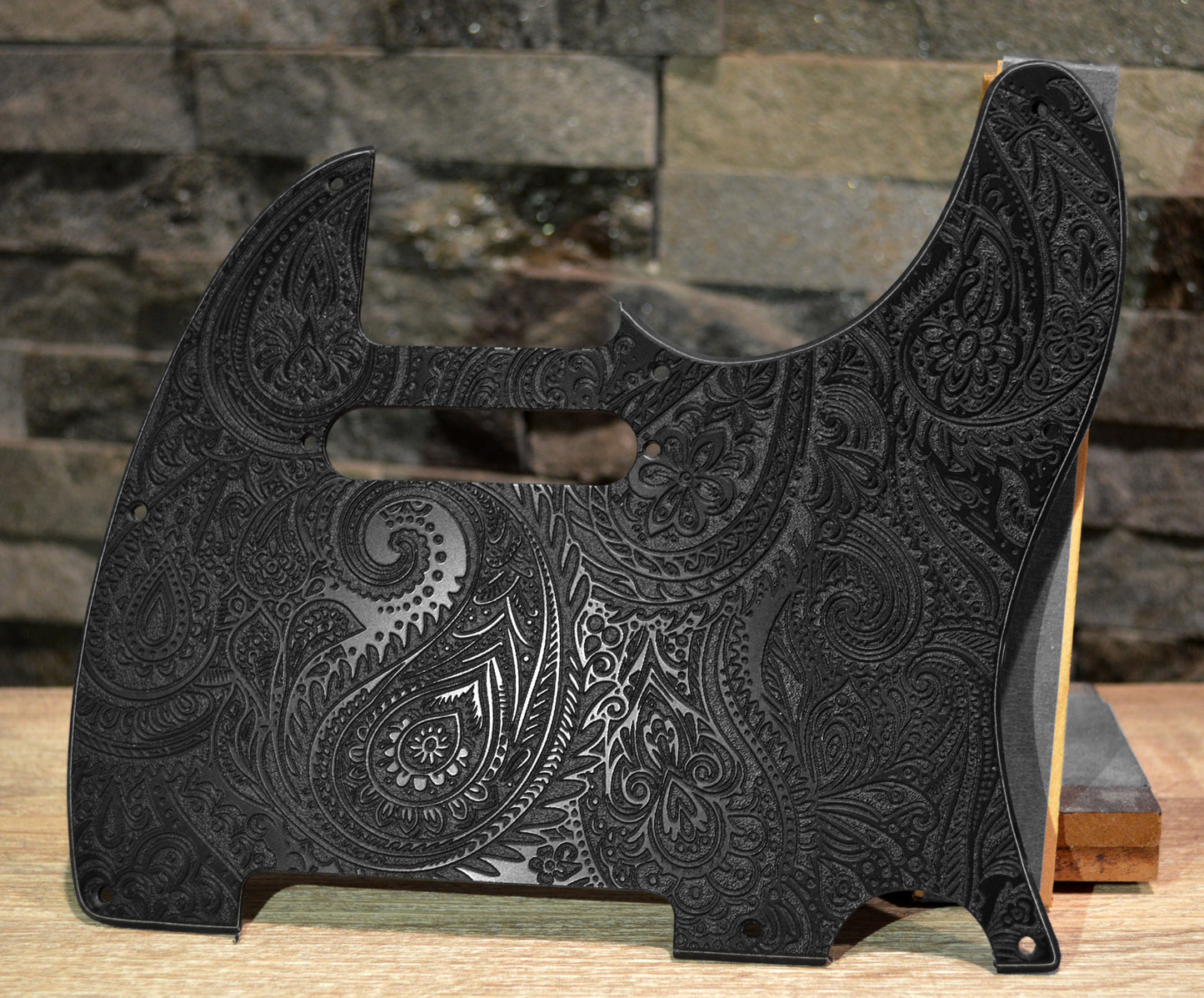 Black Classic Paisley Engraved Telecaster Pickguard - Textured Art for Fender Guitar USA Made