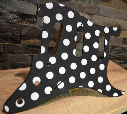 Custom Black and White Polka Dot Textured Pickguard - Fender Stratocaster Parts