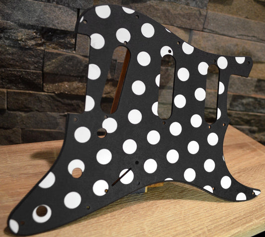 Custom Black and White Polka Dot Textured Pickguard - Fender Stratocaster Parts