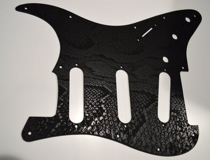Custom Black Snakeskin Textured Pickguard - Fits Fender Stratocaster - USA Made