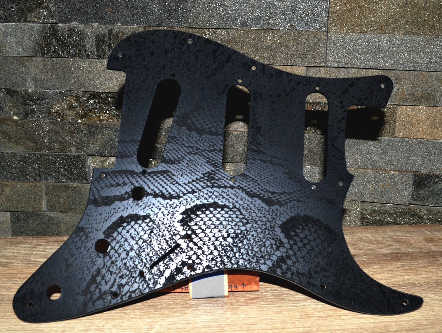 Custom Black Snakeskin Textured Pickguard - Fits Fender Stratocaster - USA Made