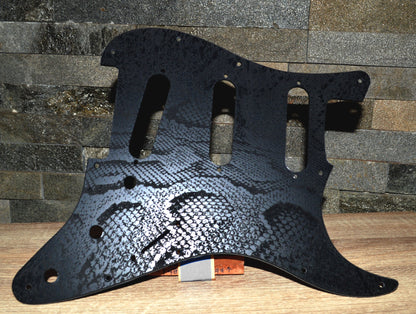 Custom Black Snakeskin Textured Pickguard - Fits Fender Stratocaster - USA Made