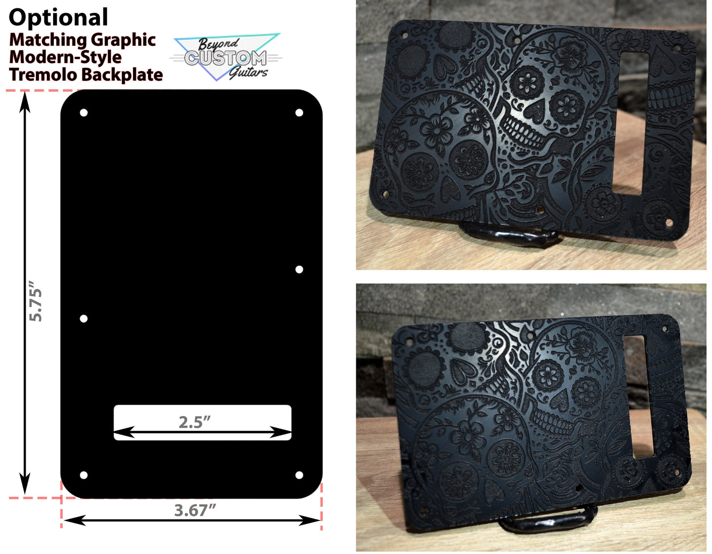 Black Sugar Skulls Textured Pickguard - Fender Stratocaster - USA