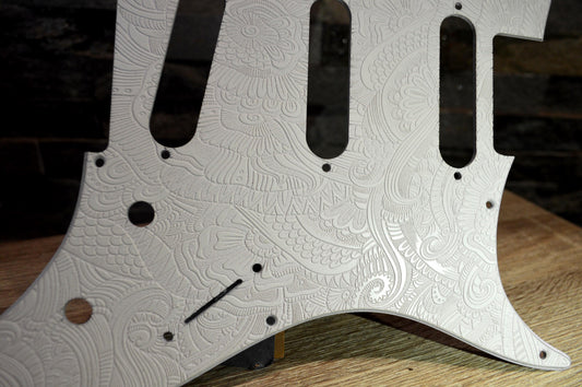 Custom Ash White Textured Snakes Pickguard - Fits PRS Silver Sky Single Coil Pickups