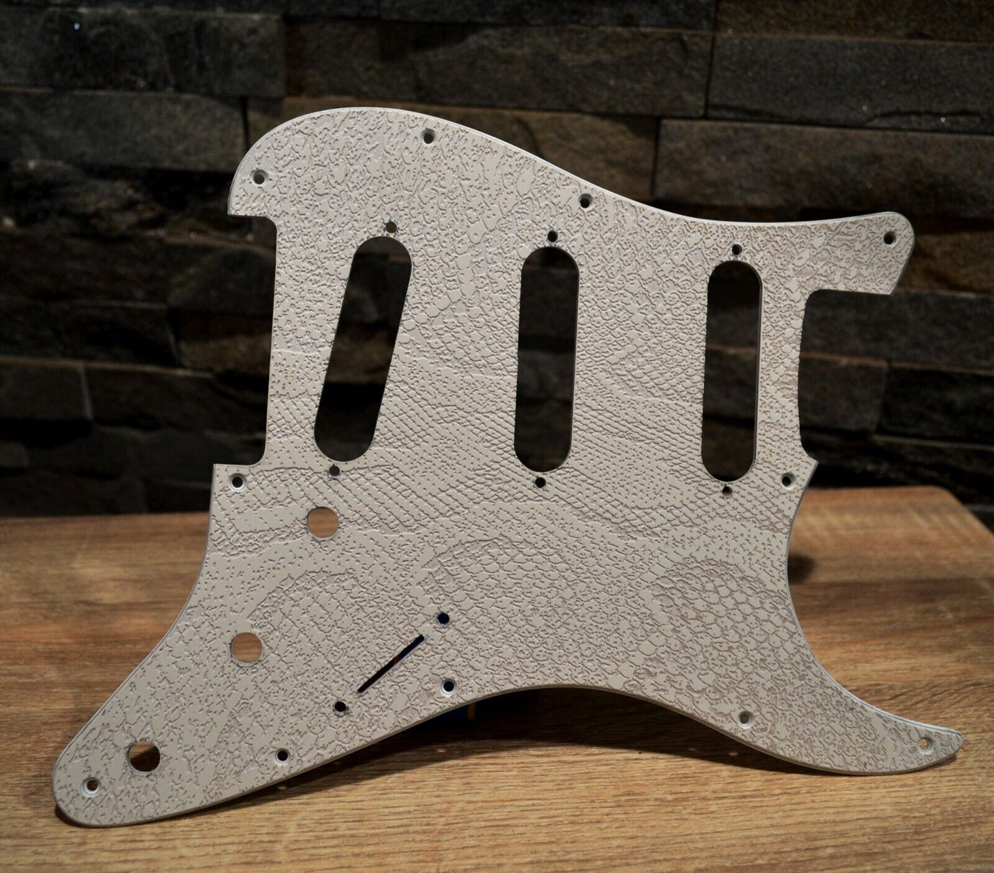Custom White Snakeskin Textured Pickguard - Fits Fender Stratocaster - USA Made